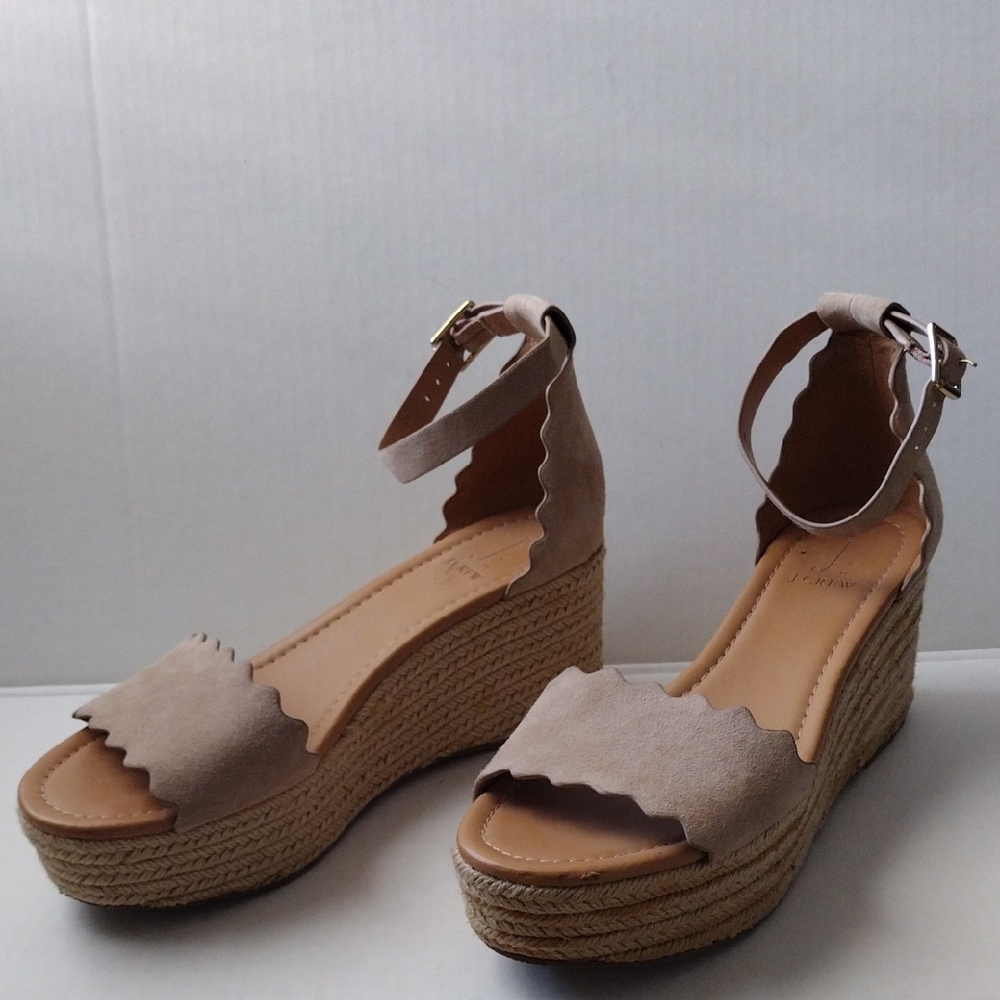 J.Crew Tan Wedge Sandals 7.5